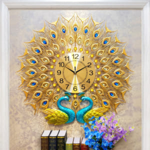 đồng hồ trang trí 2 con công