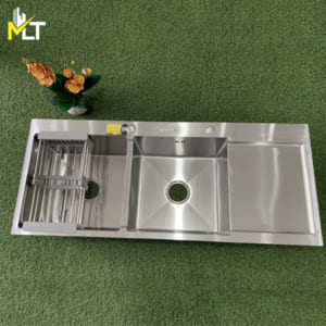 Chậu rửa chén 2 hộc 1 cánh inox 304 (loại vuông)