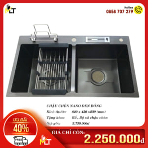 Chậu rửa chén Nano đen 1 hộc