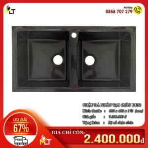 Chậu rửa chén đá nhân tạo 2 hộc (Đen)