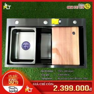 Chậu rửa chén Nano đen 2 hộc MLT 7546