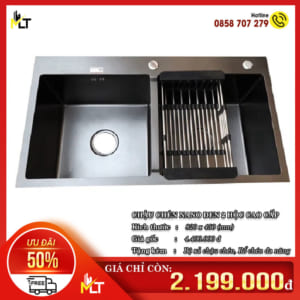Chậu rửa chén Nano đen 2 hộc (Cơ bản)
