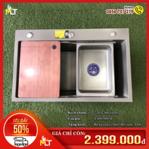 Chậu rửa chén Nano xám 2 hộc MLT 7546