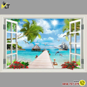 Gạch tranh phong cảnh ngoài cửa sổ