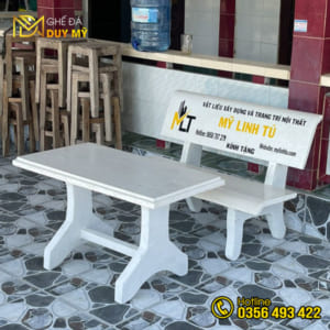 BỘ BÀN ĐÁ CHỮ NHẬT MÀU TRẮNG