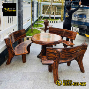 Bàn ghế đá giả gỗ (loại 3 ghế)