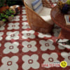 Gạch 20x20 bông trắng nền đỏ
