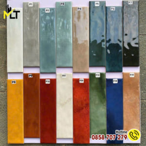 Gạch thẻ 7.5x30 cm bóng, gợn hiệu ứng