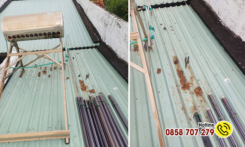 Vệ sinh máy nước nóng năng lượng mặt trời số 1 tại Long An