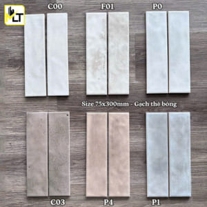 Gạch thẻ 7.5×30 cm bóng, gợn hiệu ứng