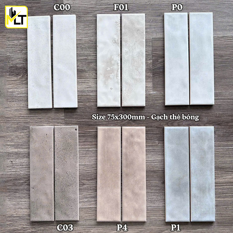 Gạch thẻ 7.5×30 cm bóng, gợn hiệu ứng Gạch thẻ 7.5×30 cm bóng, gợn hiệu ứng