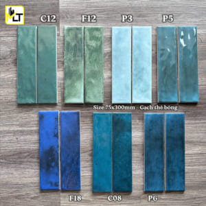 Gạch thẻ 7.5×30 cm bóng, gợn hiệu ứng