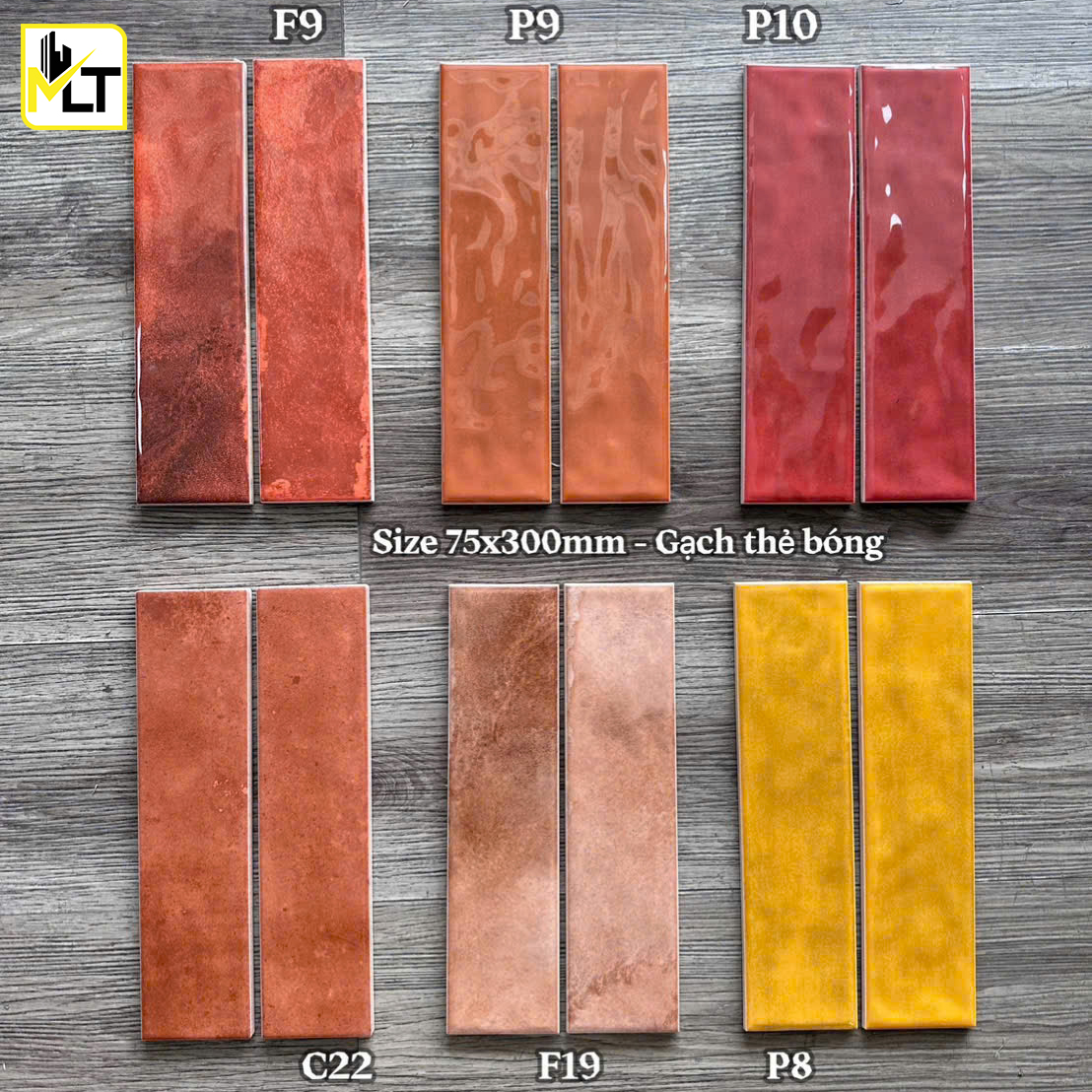 Gạch thẻ 7.5x30 cm bóng, gợn hiệu ứng Gạch thẻ 7.5x30